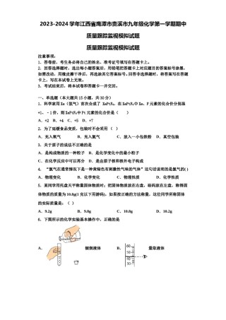 2023-2024学年江西省鹰潭市贵溪市九年级化学第一学期期中质量跟踪监视模拟试题含解析.doc