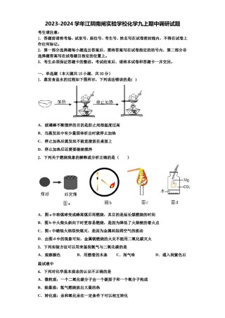 2023-2024学年江阴南闸实验学校化学九上期中调研试题含解析.doc