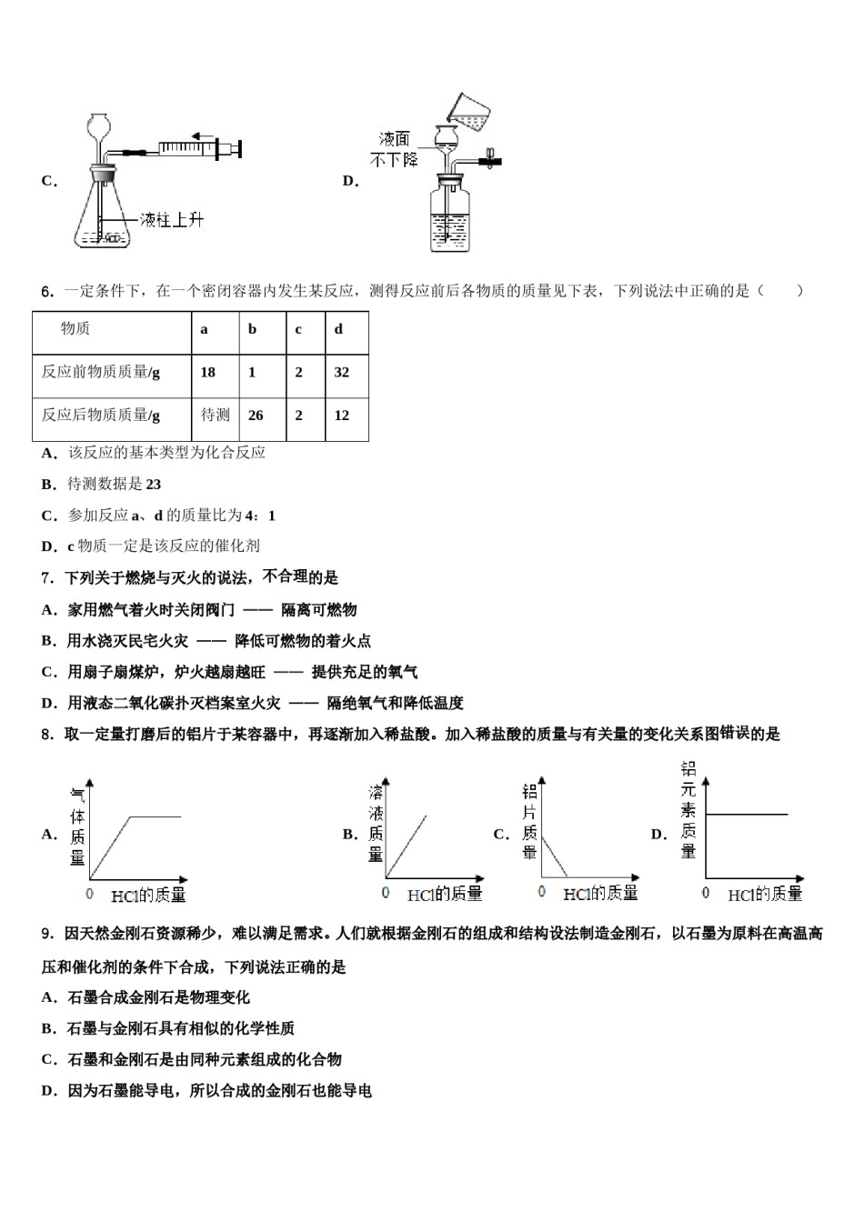 2023-2024学年江阴山观二中化学九年级第一学期期末考试试题含解析.doc_第2页