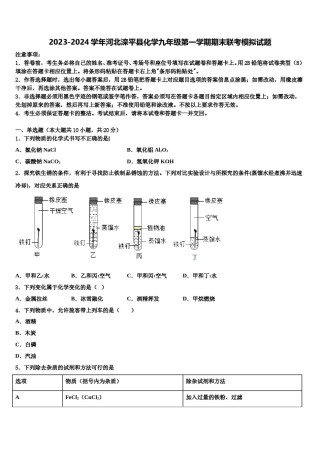 2023-2024学年河北滦平县化学九年级第一学期期末联考模拟试题含解析.doc