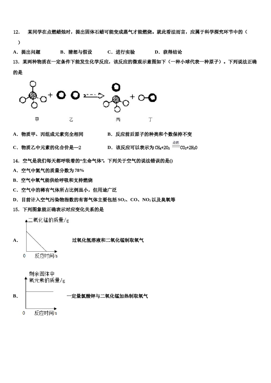 2023-2024学年河北省丰宁满族自治县化学九年级第一学期期末监测模拟试题含解析.doc_第3页