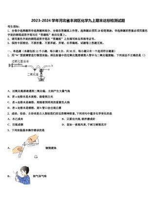 2023-2024学年河北省丰润区化学九上期末达标检测试题含解析.doc