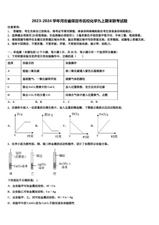2023-2024学年河北省保定市名校化学九上期末联考试题含解析.doc