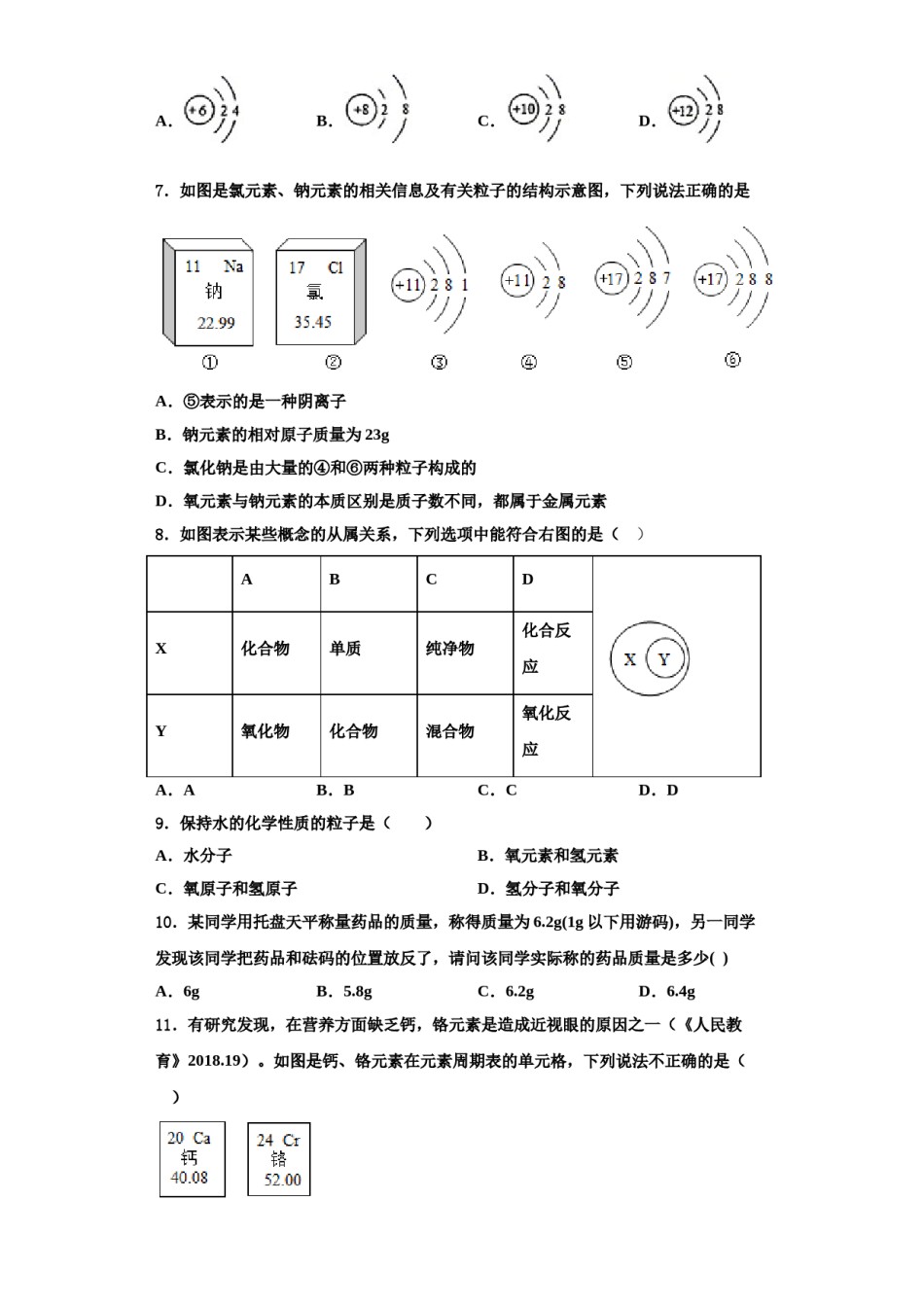 2023-2024学年河北省保定莲池区六校联考九年级化学第一学期期中监测试题含解析.doc_第2页