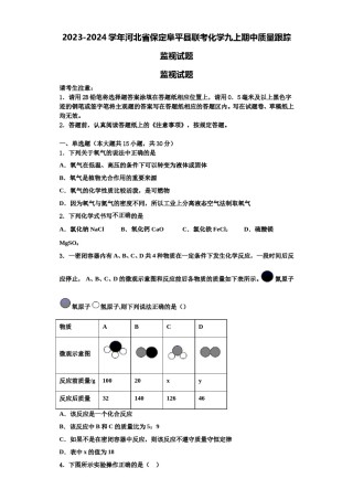 2023-2024学年河北省保定阜平县联考化学九上期中质量跟踪监视试题含解析.doc