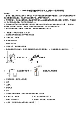 2023-2024学年河北省博野县化学九上期末综合测试试题含解析.doc
