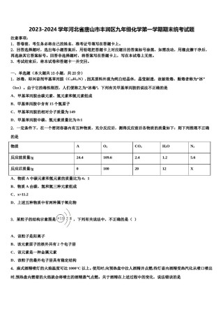 2023-2024学年河北省唐山市丰润区九年级化学第一学期期末统考试题含解析.doc