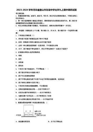 2023-2024学年河北省唐山市友谊中学化学九上期中调研试题含解析.doc