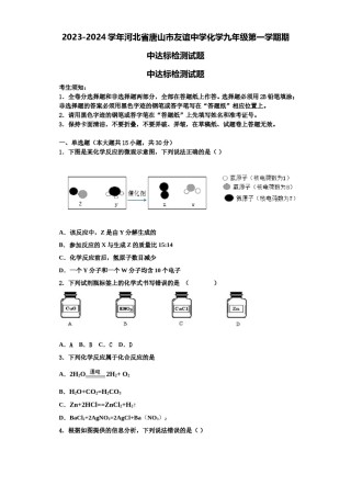 2023-2024学年河北省唐山市友谊中学化学九年级第一学期期中达标检测试题含解析.doc