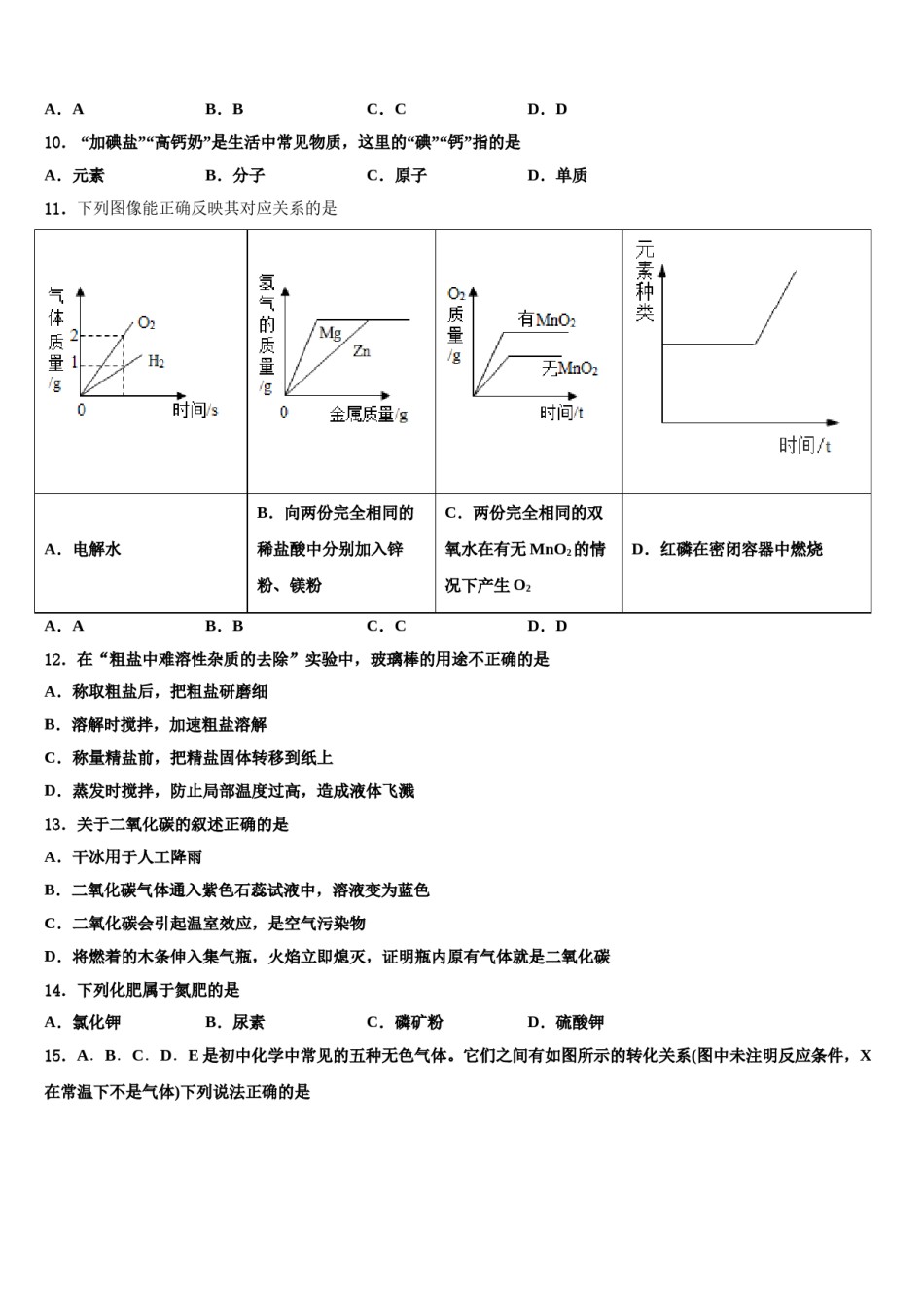 2023-2024学年河北省唐山市林西中学化学九年级第一学期期末考试试题含解析.doc_第3页