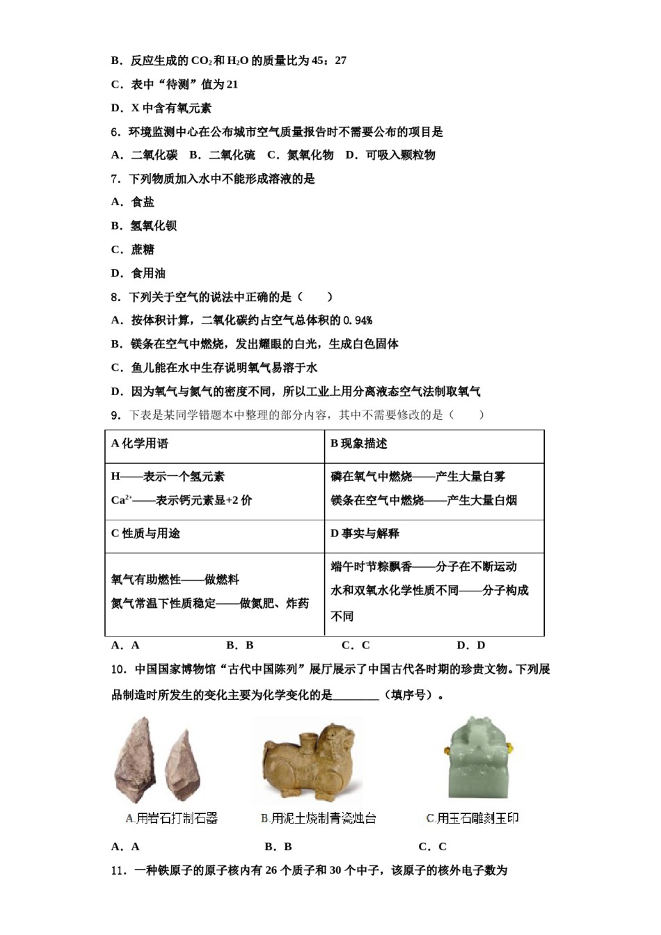 2023-2024学年河北省唐山市路北区九年级化学第一学期期中经典模拟试题含解析.doc_第2页