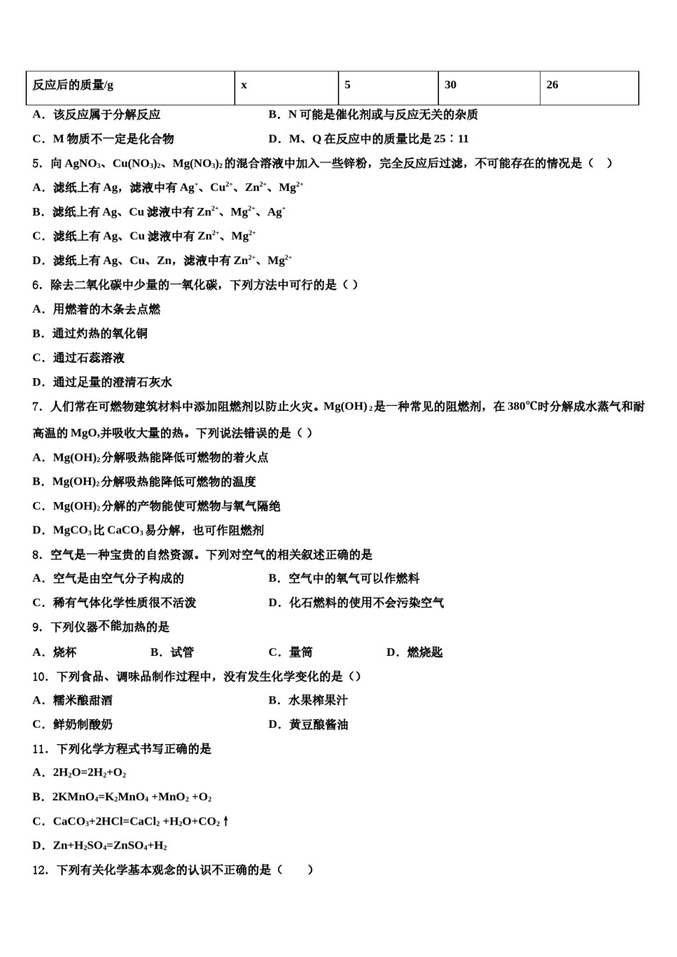 2023-2024学年河北省唐山市迁安市九年级化学第一学期期末综合测试模拟试题含解析.doc_第2页
