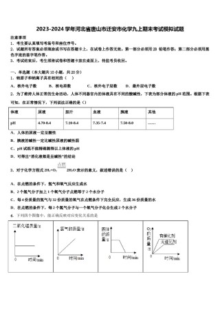2023-2024学年河北省唐山市迁安市化学九上期末考试模拟试题含解析.doc