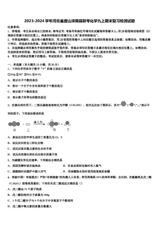 2023-2024学年河北省唐山滦南县联考化学九上期末复习检测试题含解析.doc