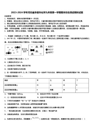2023-2024学年河北省承德市化学九年级第一学期期末综合测试模拟试题含解析.doc