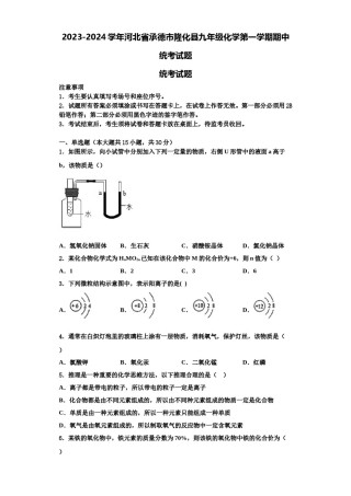 2023-2024学年河北省承德市隆化县九年级化学第一学期期中统考试题含解析.doc