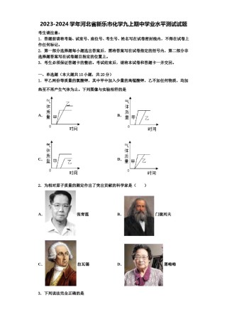 2023-2024学年河北省新乐市化学九上期中学业水平测试试题含解析.doc