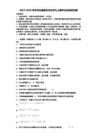 2023-2024学年河北省新乐市化学九上期中达标测试试题含解析.doc