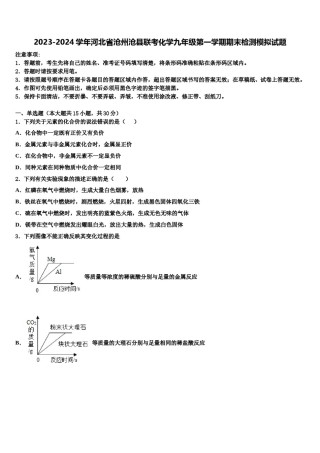 2023-2024学年河北省沧州沧县联考化学九年级第一学期期末检测模拟试题含解析.doc