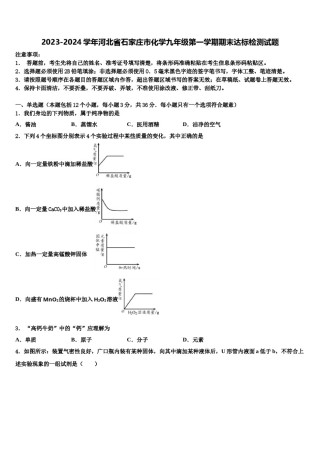 2023-2024学年河北省石家庄市化学九年级第一学期期末达标检测试题含解析.doc
