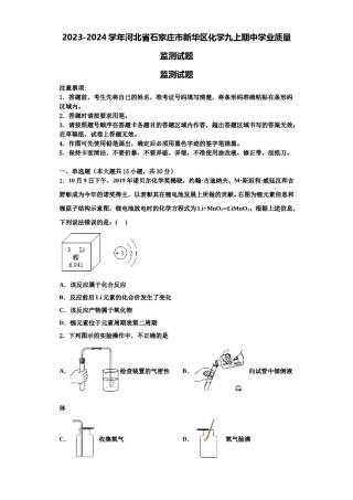 2023-2024学年河北省石家庄市新华区化学九上期中学业质量监测试题含解析.doc