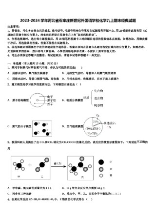 2023-2024学年河北省石家庄新世纪外国语学校化学九上期末经典试题含解析.doc