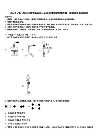 2023-2024学年河北省石家庄正定县联考化学九年级第一学期期末监测试题含解析.doc