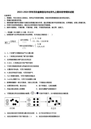 2023-2024学年河北省秦皇岛市化学九上期末统考模拟试题含解析.doc