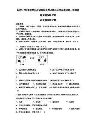 2023-2024学年河北省秦皇岛市卢龙县化学九年级第一学期期中监测模拟试题含解析.doc