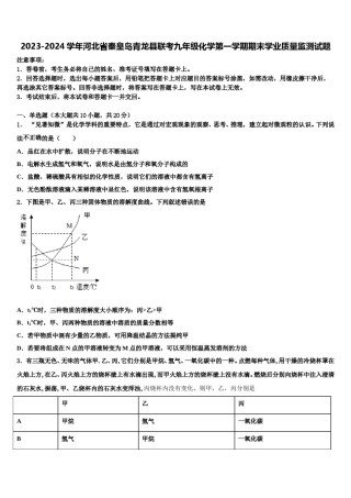 2023-2024学年河北省秦皇岛青龙县联考九年级化学第一学期期末学业质量监测试题含解析.doc