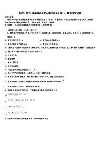 2023-2024学年河北省衡水市故城县化学九上期末统考试题含解析.doc