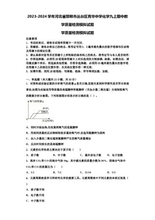 2023-2024学年河北省邯郸市丛台区育华中学化学九上期中教学质量检测模拟试题含解析.doc