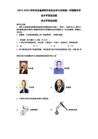 2023-2024学年河北省邯郸市名校化学九年级第一学期期中学业水平测试试题含解析.doc