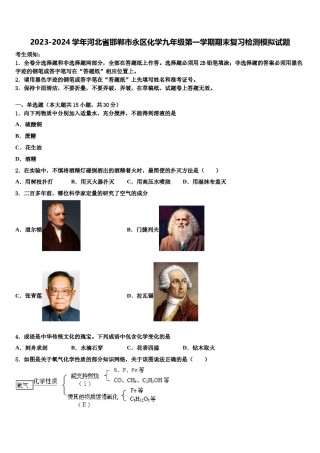 2023-2024学年河北省邯郸市永区化学九年级第一学期期末复习检测模拟试题含解析.doc