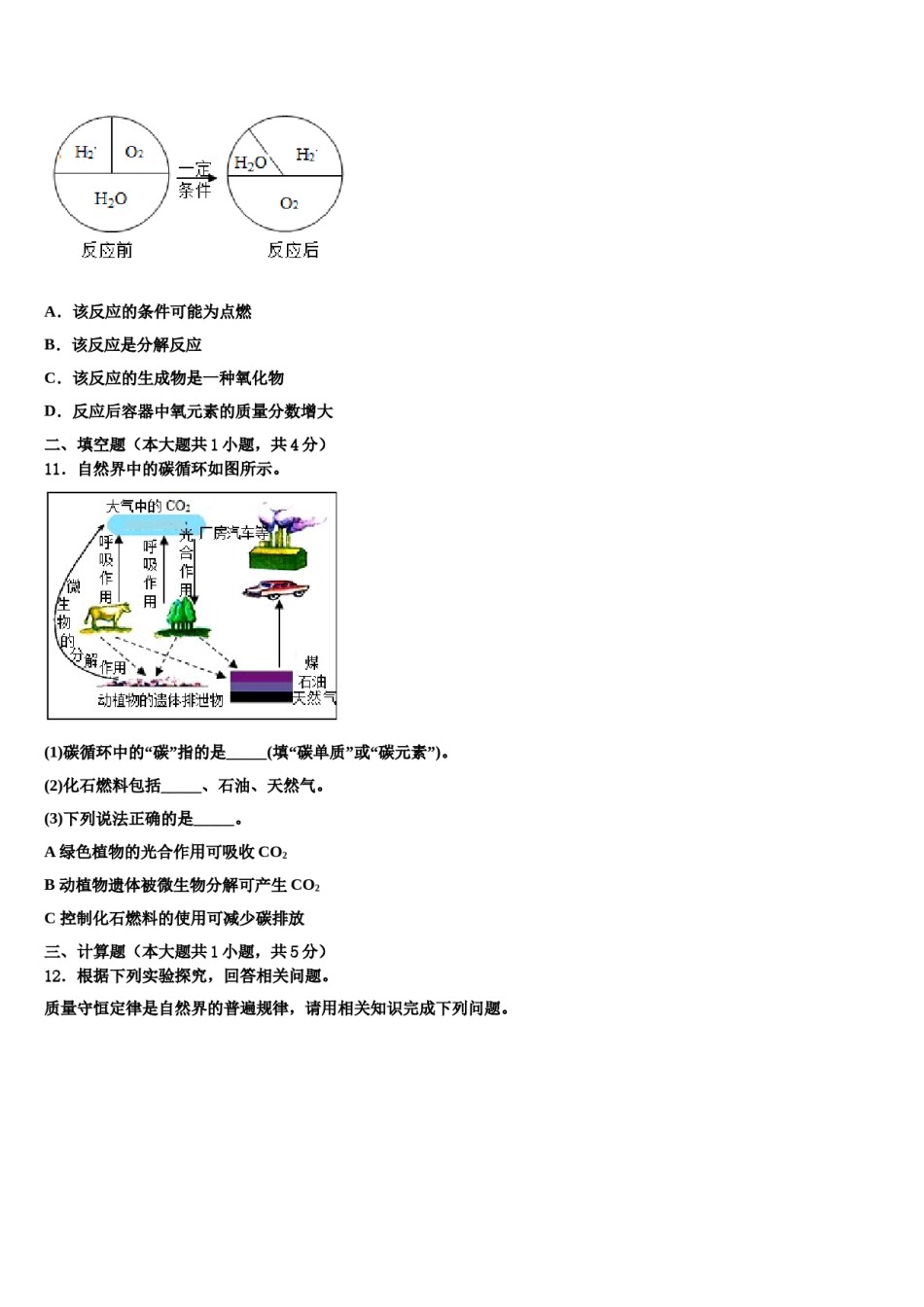 2023-2024学年河北省部分学校九年级化学第一学期期末综合测试模拟试题含解析.doc_第3页