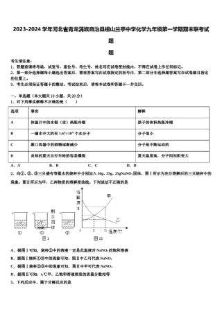 2023-2024学年河北省青龙满族自治县祖山兰亭中学化学九年级第一学期期末联考试题含解析.doc