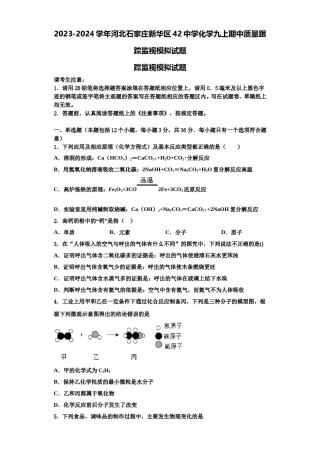 2023-2024学年河北石家庄新华区42中学化学九上期中质量跟踪监视模拟试题含解析.doc