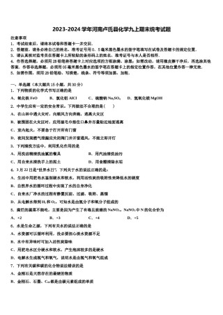 2023-2024学年河南卢氏县化学九上期末统考试题含解析.doc