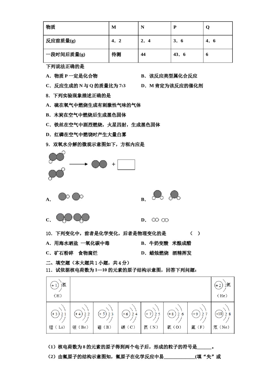 2023-2024学年河南周口港区化学九上期中监测试题含解析.doc_第3页