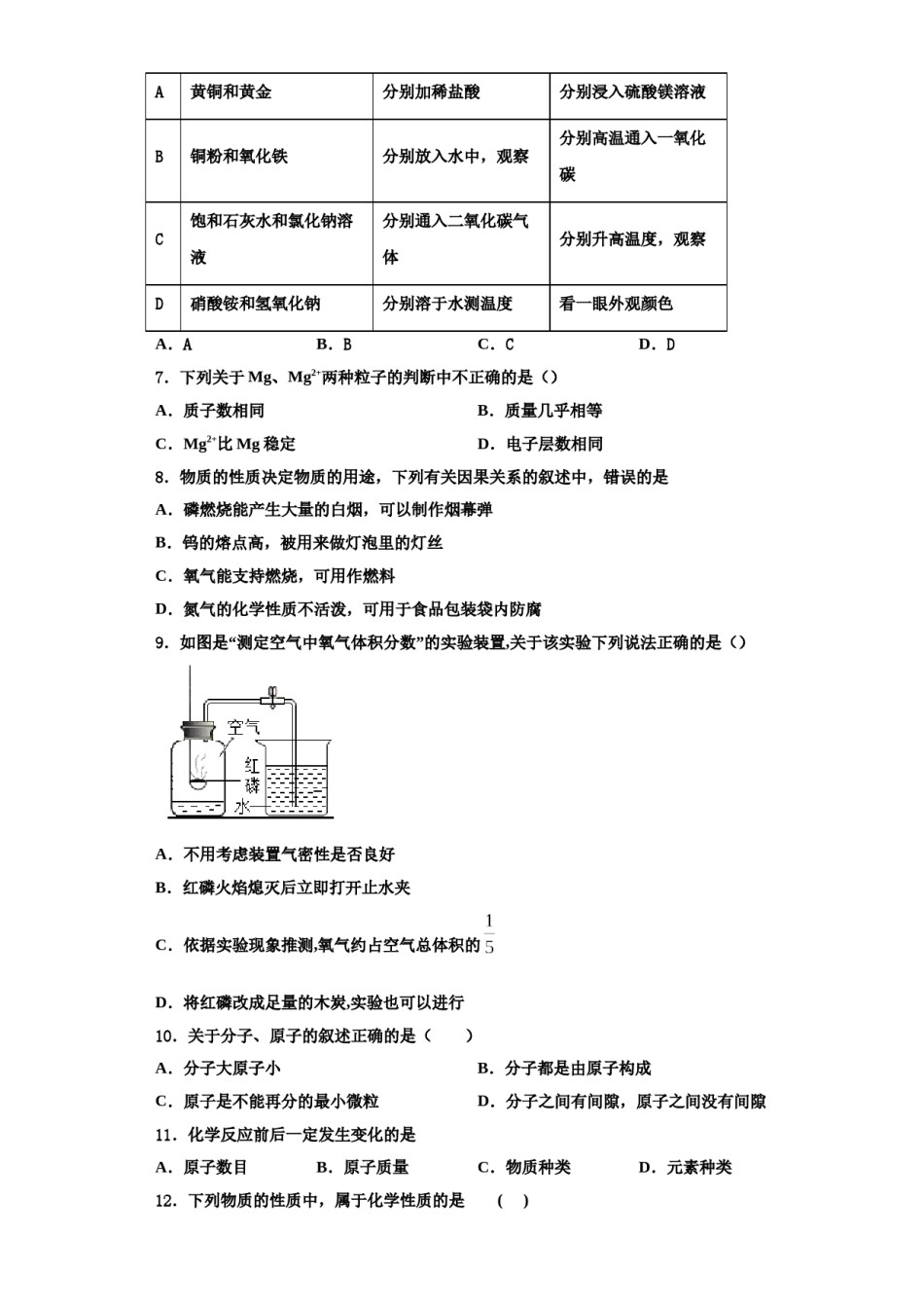 2023-2024学年河南周口港区化学九年级第一学期期中检测试题含解析.doc_第2页
