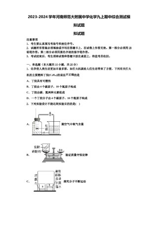 2023-2024学年河南师范大附属中学化学九上期中综合测试模拟试题含解析.doc