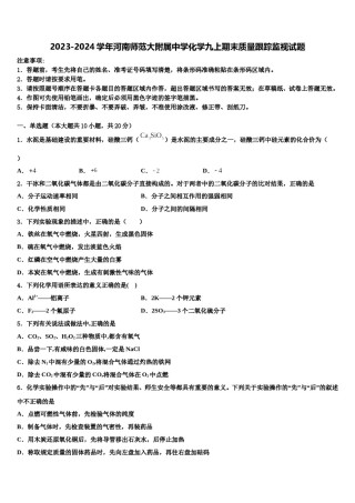 2023-2024学年河南师范大附属中学化学九上期末质量跟踪监视试题含解析.doc