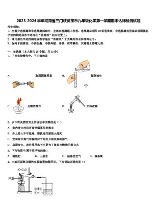 2023-2024学年河南省三门峡灵宝市九年级化学第一学期期末达标检测试题含解析.doc