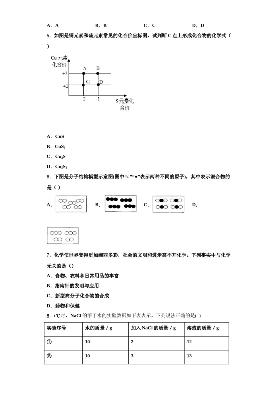 2023-2024学年河南省三门峡灵宝市化学九上期中统考模拟试题含解析.doc_第2页