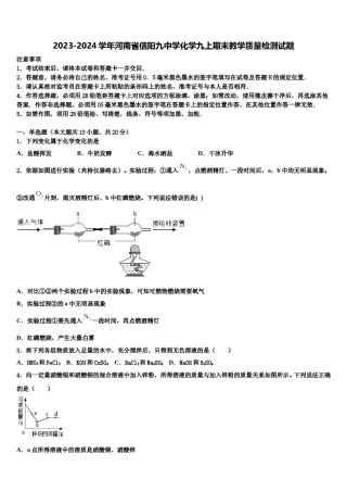 2023-2024学年河南省信阳九中学化学九上期末教学质量检测试题含解析.doc