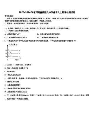 2023-2024学年河南省信阳九中学化学九上期末检测试题含解析.doc
