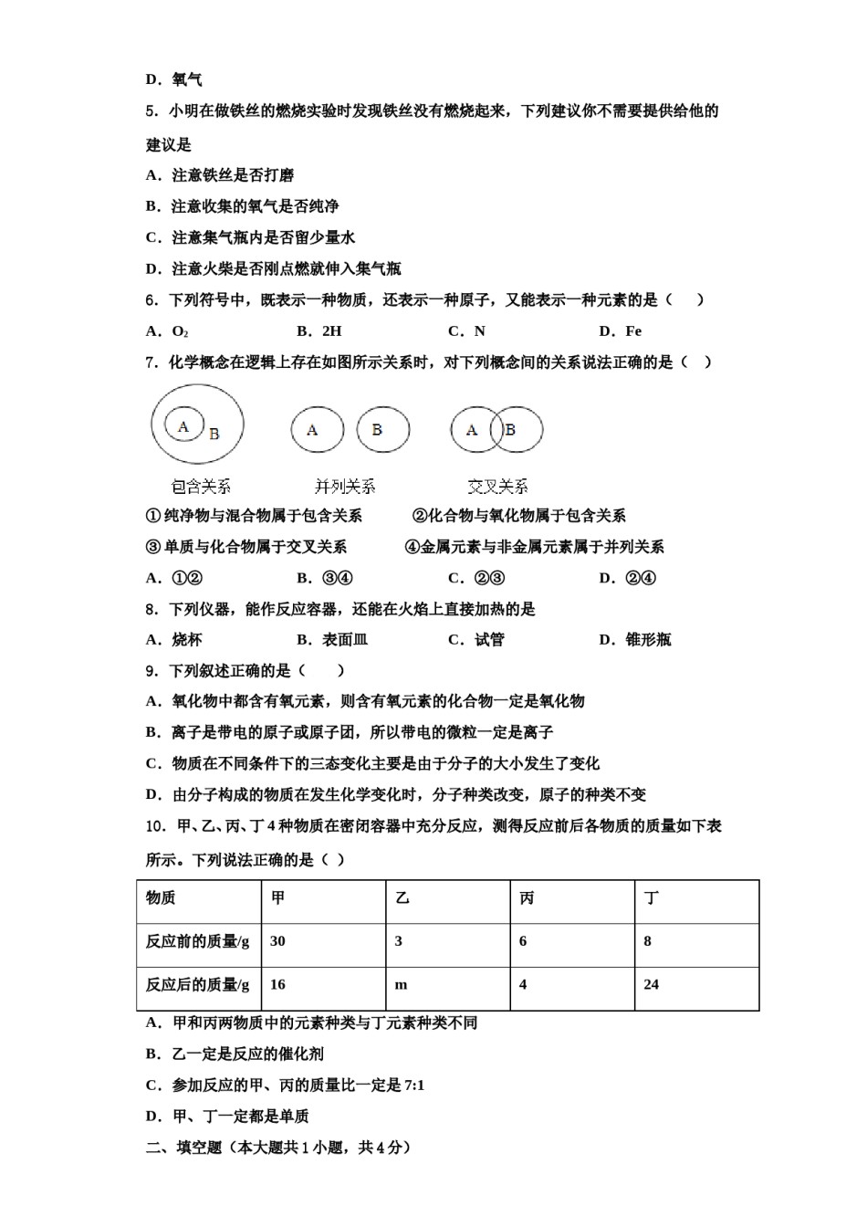 2023-2024学年河南省信阳市潢川县化学九年级第一学期期中复习检测模拟试题含解析.doc_第2页