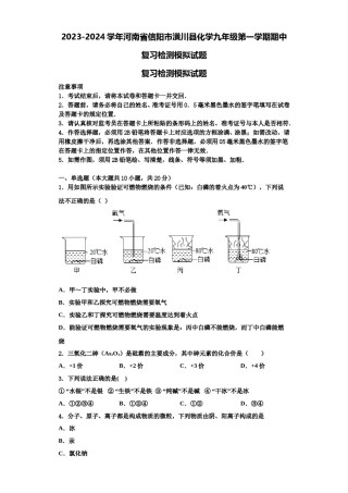 2023-2024学年河南省信阳市潢川县化学九年级第一学期期中复习检测模拟试题含解析.doc