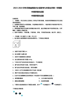 2023-2024学年河南省南阳内乡县联考九年级化学第一学期期中调研模拟试题含解析.doc