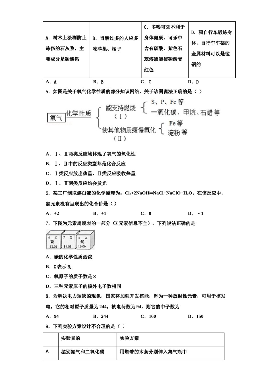 2023-2024学年河南省南阳市新野县化学九上期中综合测试试题含解析.doc_第2页